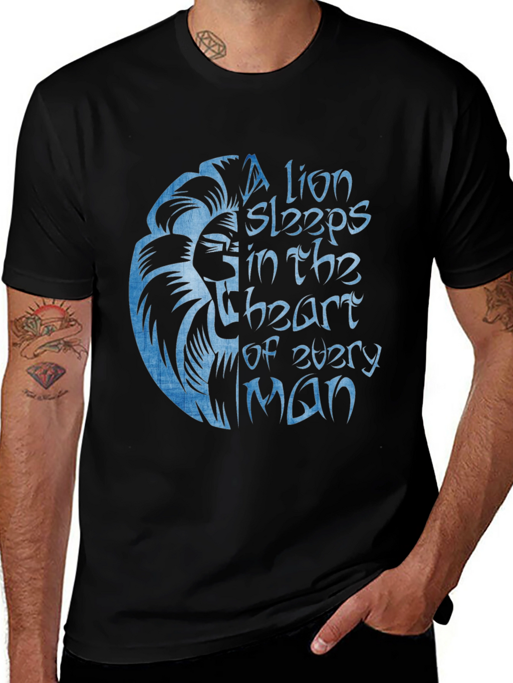 Lion Heart Graphic Black T-Shirt for Men