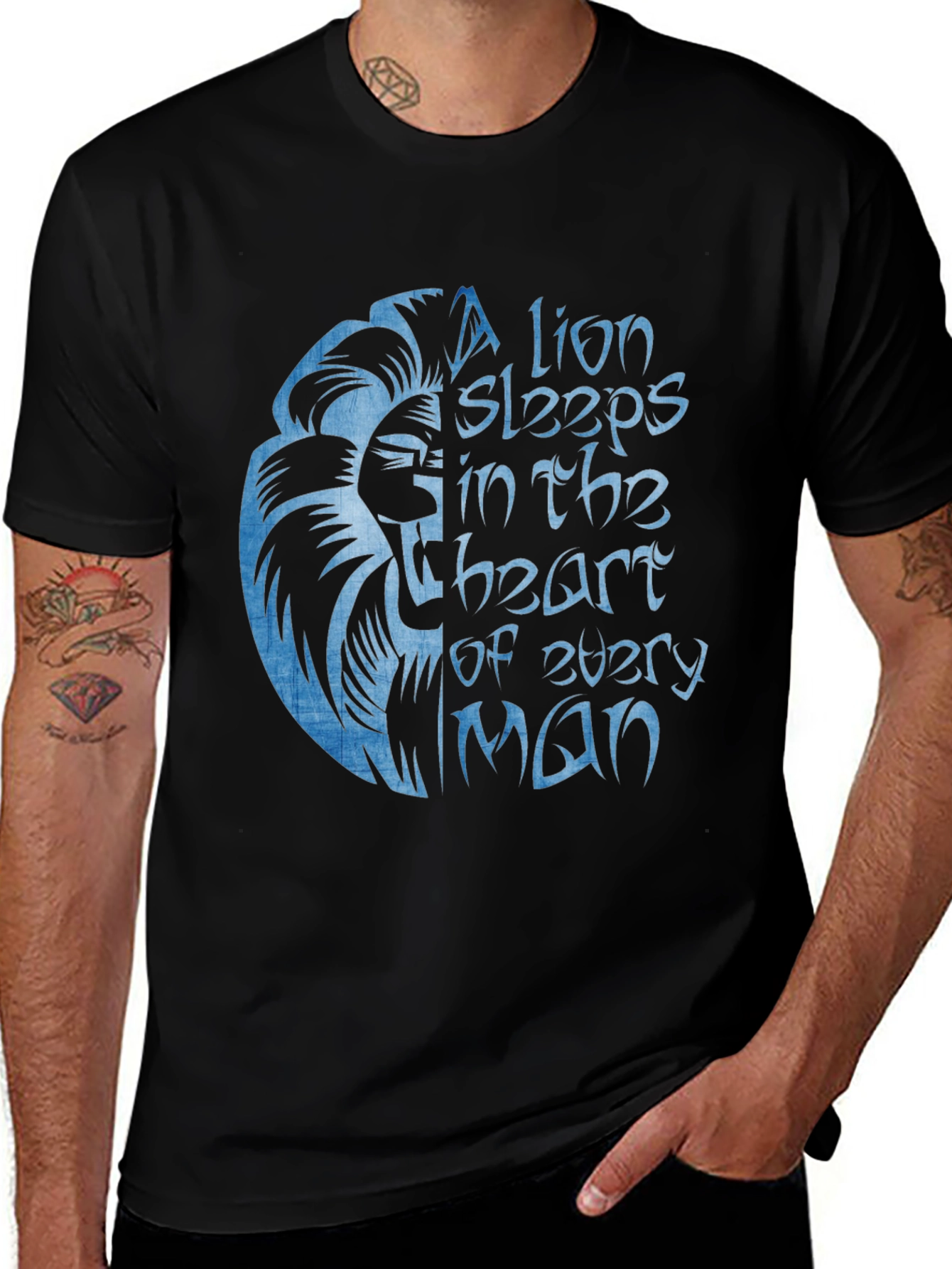 Lion Heart Graphic Black T-Shirt for Men