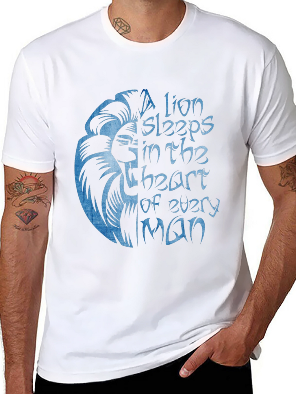 Lion Heart Graphic Black T-Shirt for Men