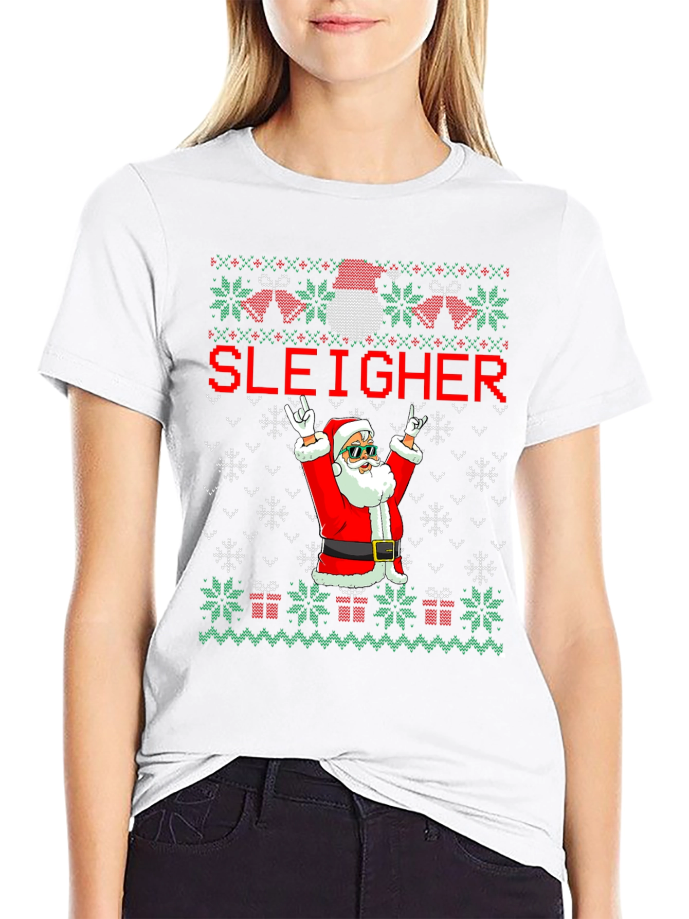Sleigher Santa Ugly Christmas Sweater T-Shirt