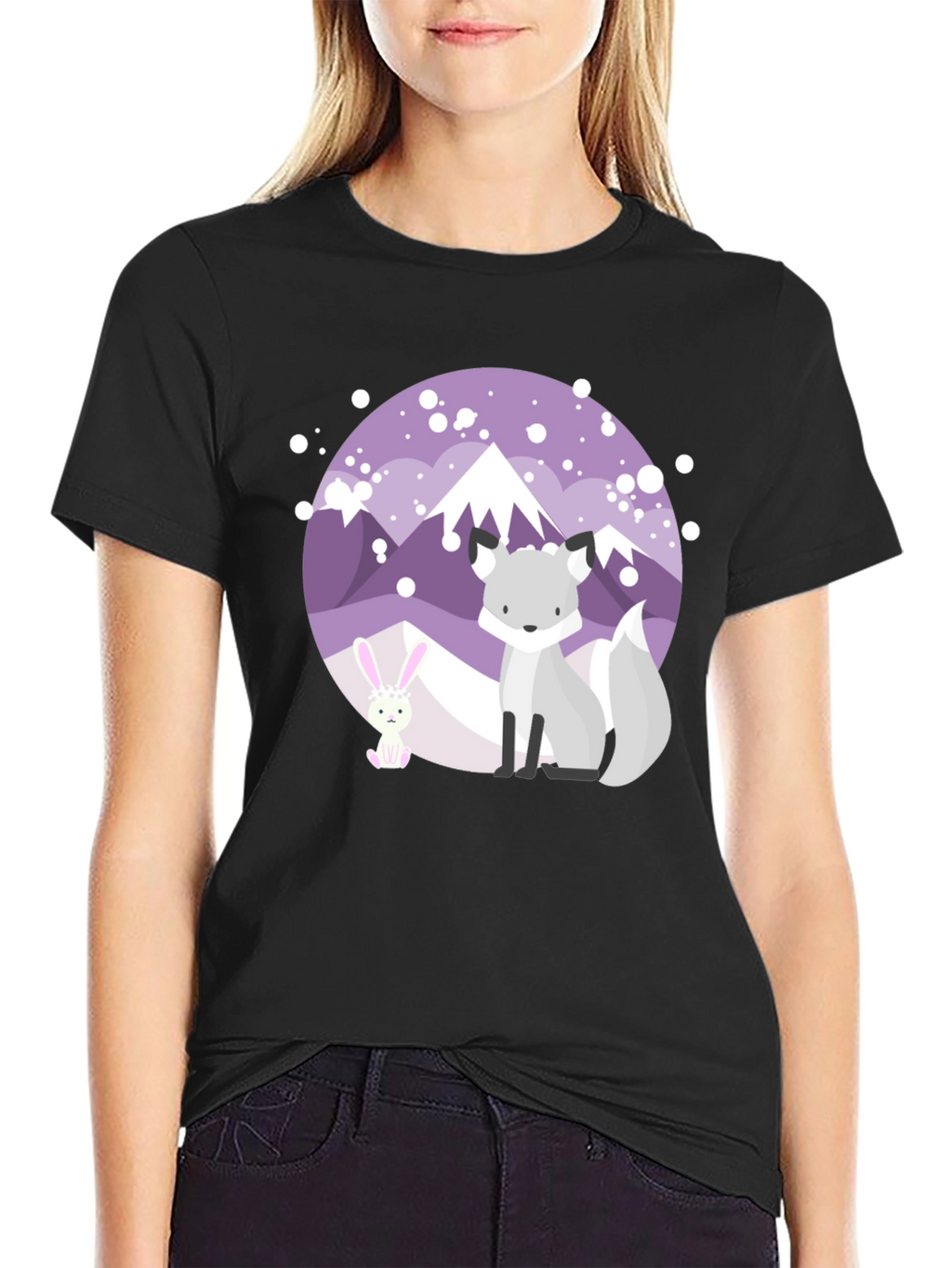 Cute Fox & Bunny Graphic Tee