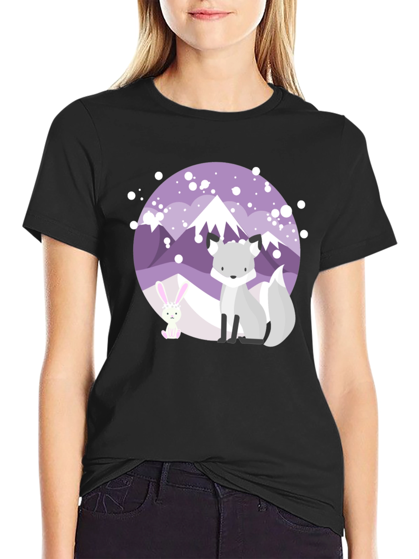 Cute Fox & Bunny Graphic Tee