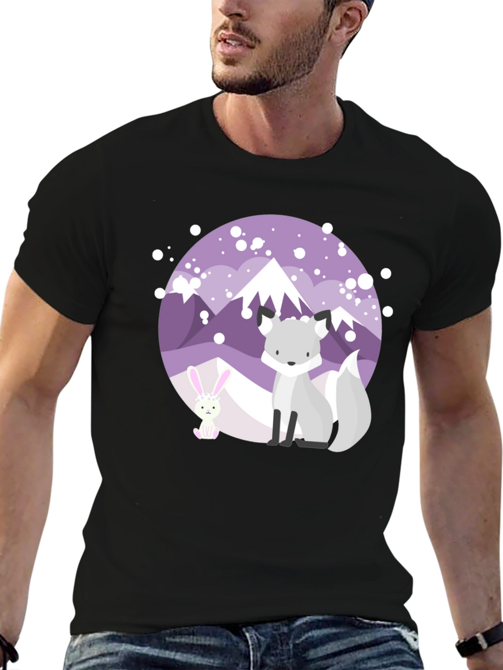 Cute Fox & Bunny Graphic Tee
