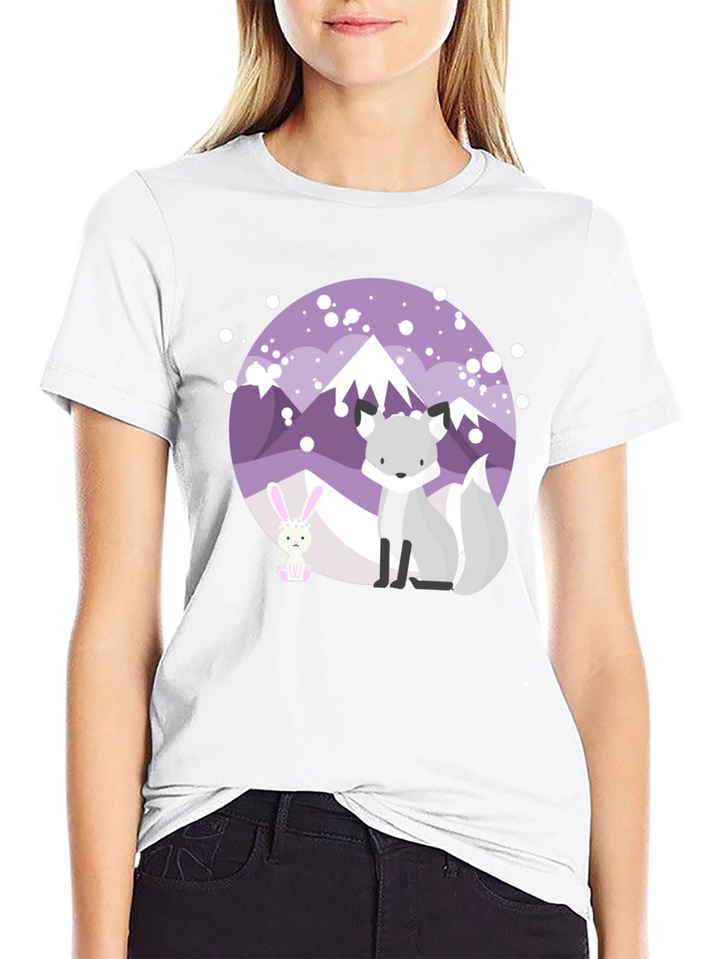 Cute Fox & Bunny Graphic Tee
