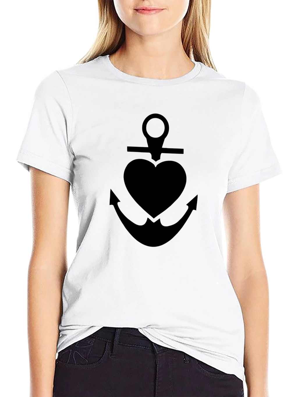 Black Anchor Heart T-Shirt
