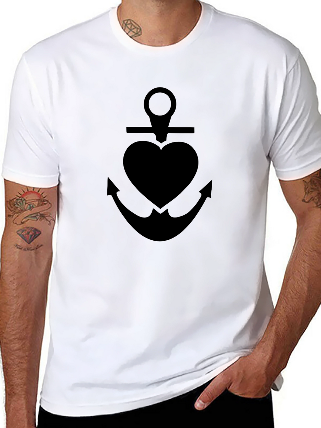 Black Anchor Heart T-Shirt
