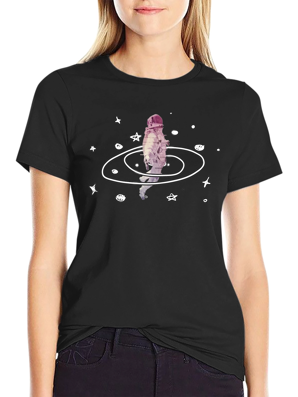 Astronaut Galaxy Graphic Tee - Black