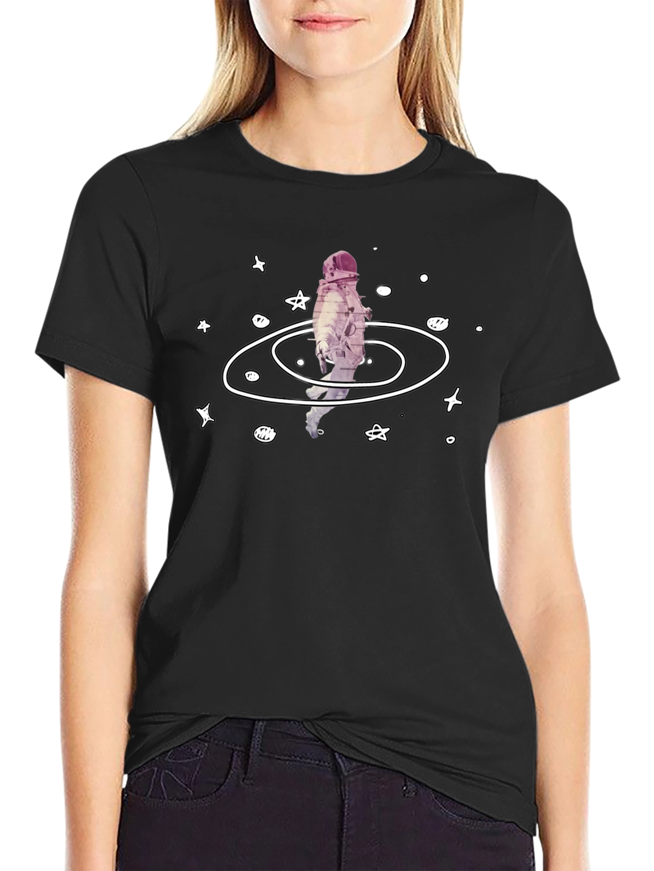 Astronaut Galaxy Graphic Tee - Black