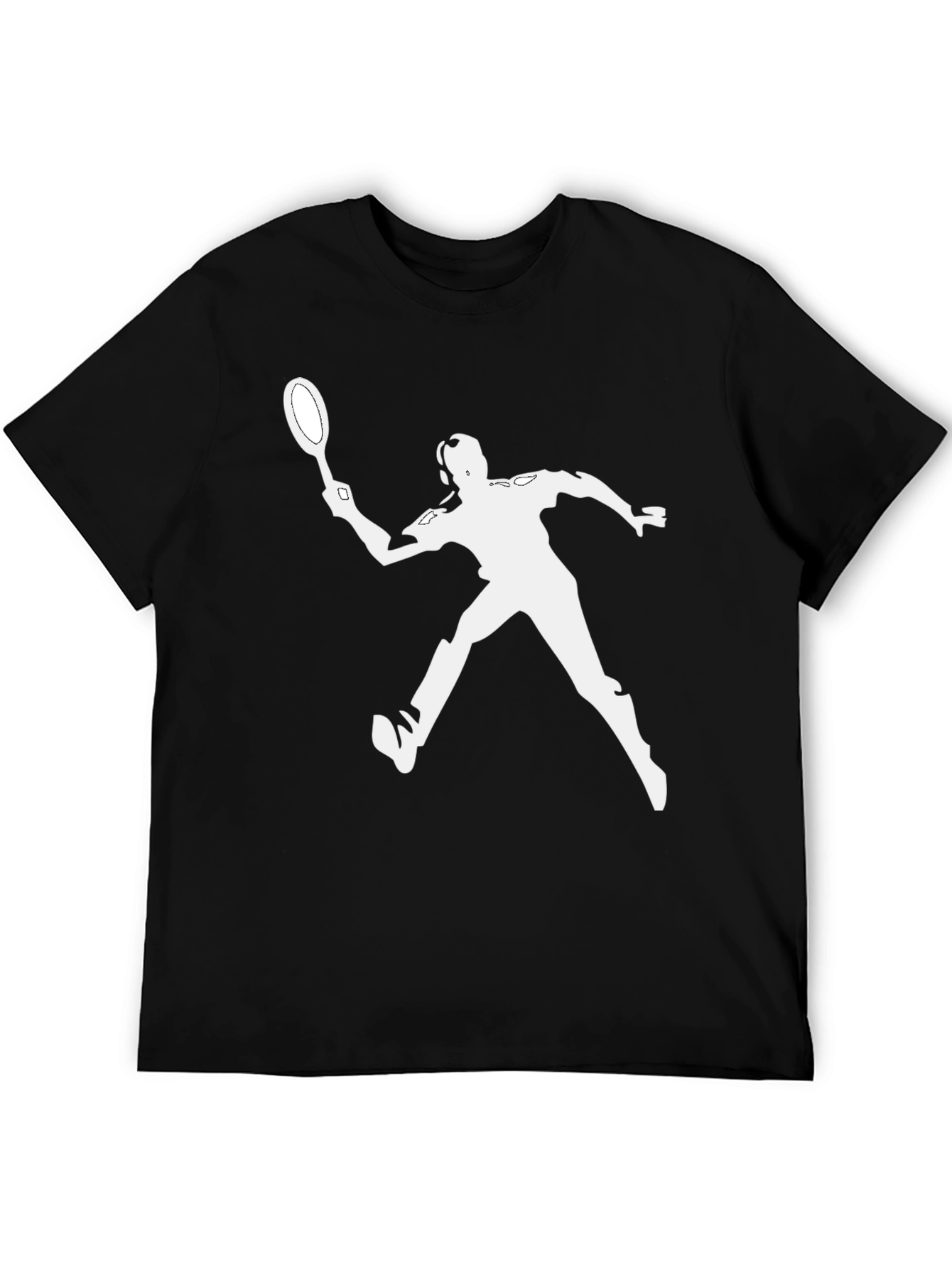 Tennis Player Silhouette Black T-Shirt