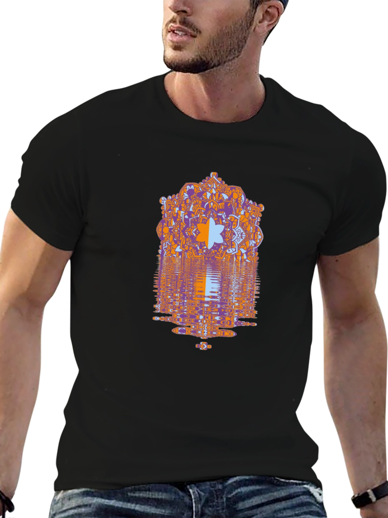 Geometric Mandala Graphic Print Mens Tee