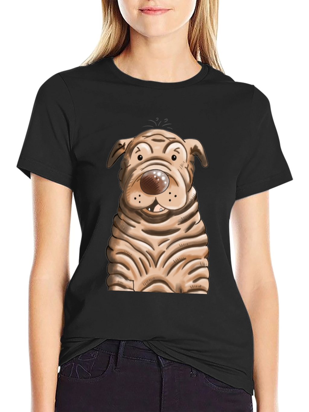 Cartoon Dog Graphic T-Shirt - Unisex Crew Neck