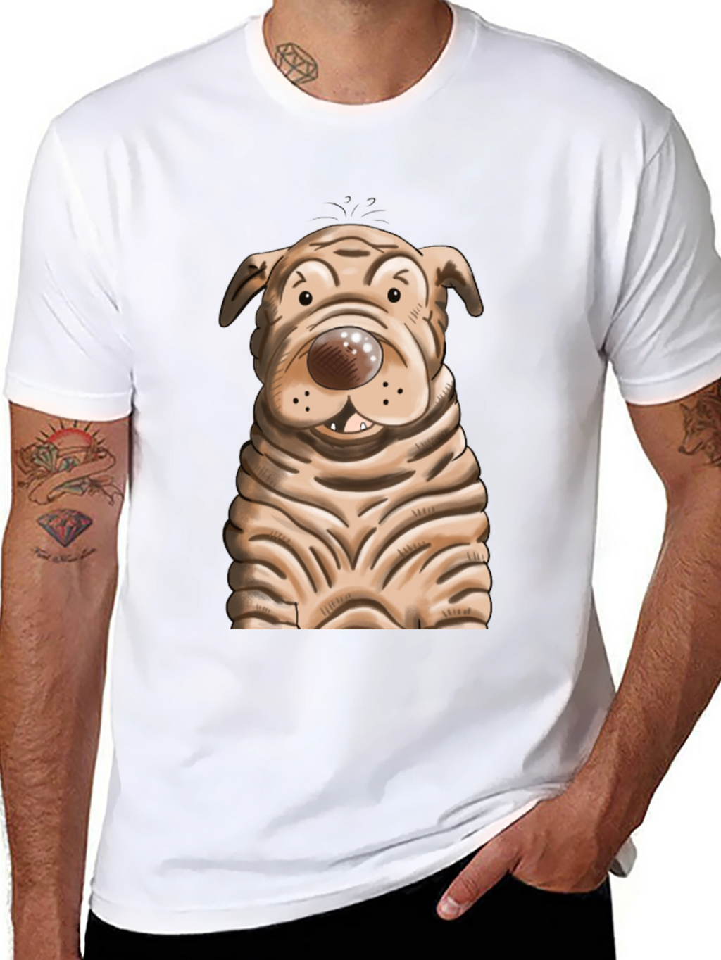 Cartoon Dog Graphic T-Shirt - Unisex Crew Neck