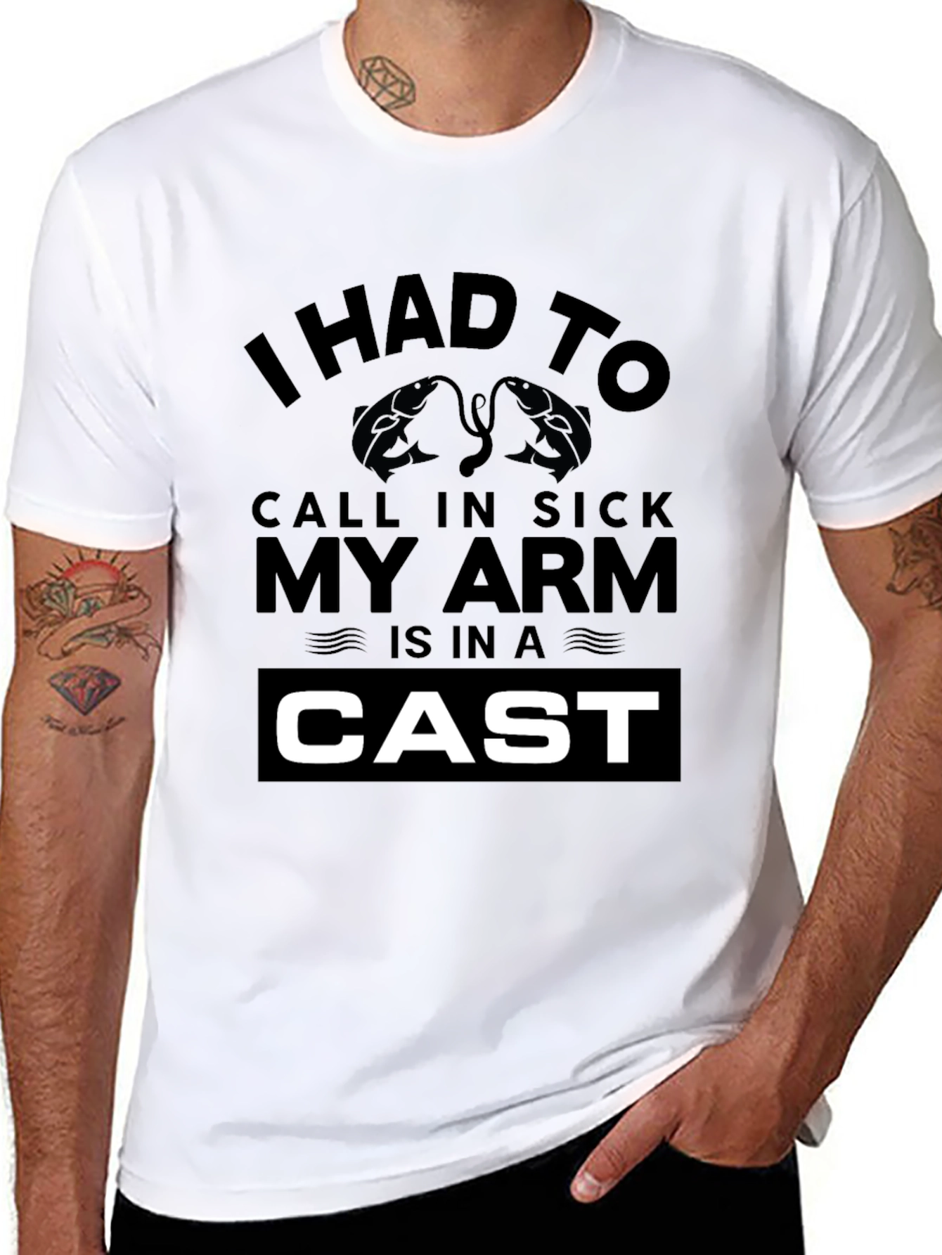 Fishing Lovers Funny T-Shirt: My Arm Is In a Cast