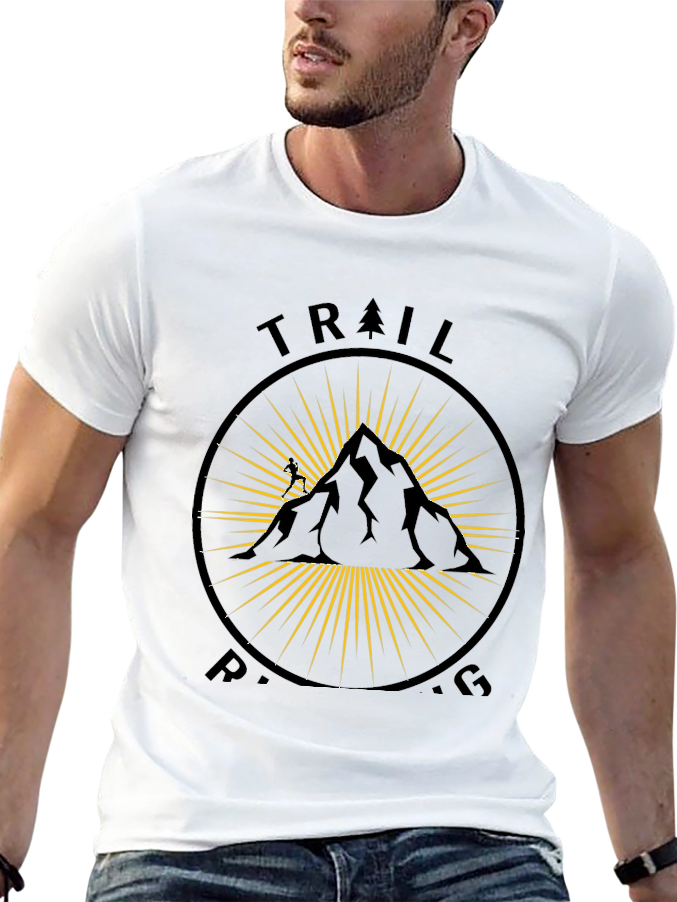Trail Running Black T-Shirt - Mountain Design