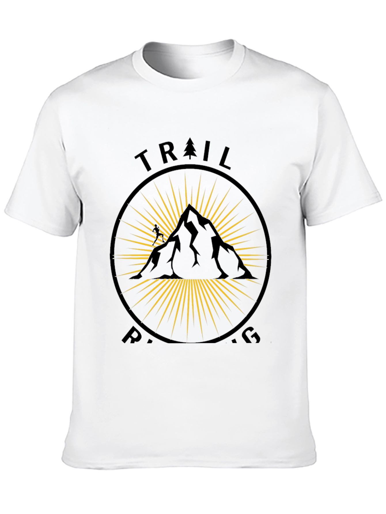 Trail Running Black T-Shirt - Mountain Design