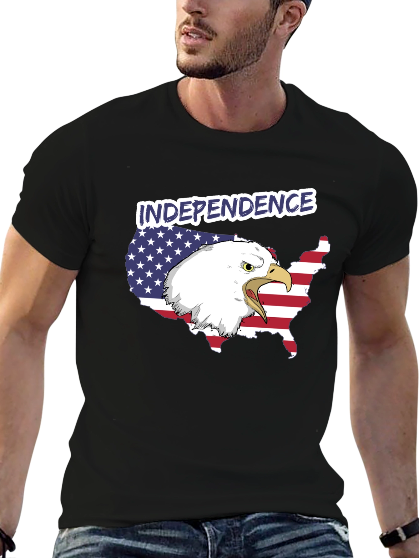 Independence Day Eagle USA Map Graphic Tee