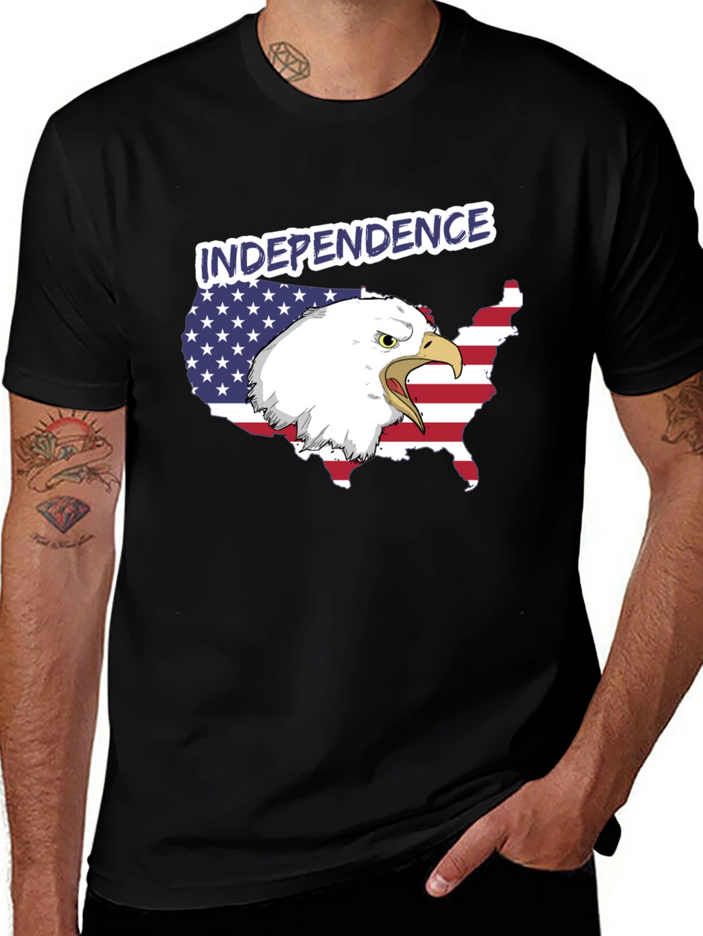 Independence Day Eagle USA Map Graphic Tee