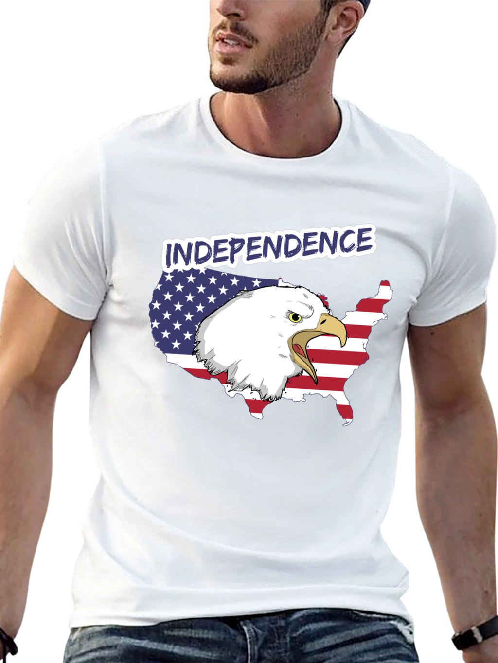 Independence Day Eagle USA Map Graphic Tee
