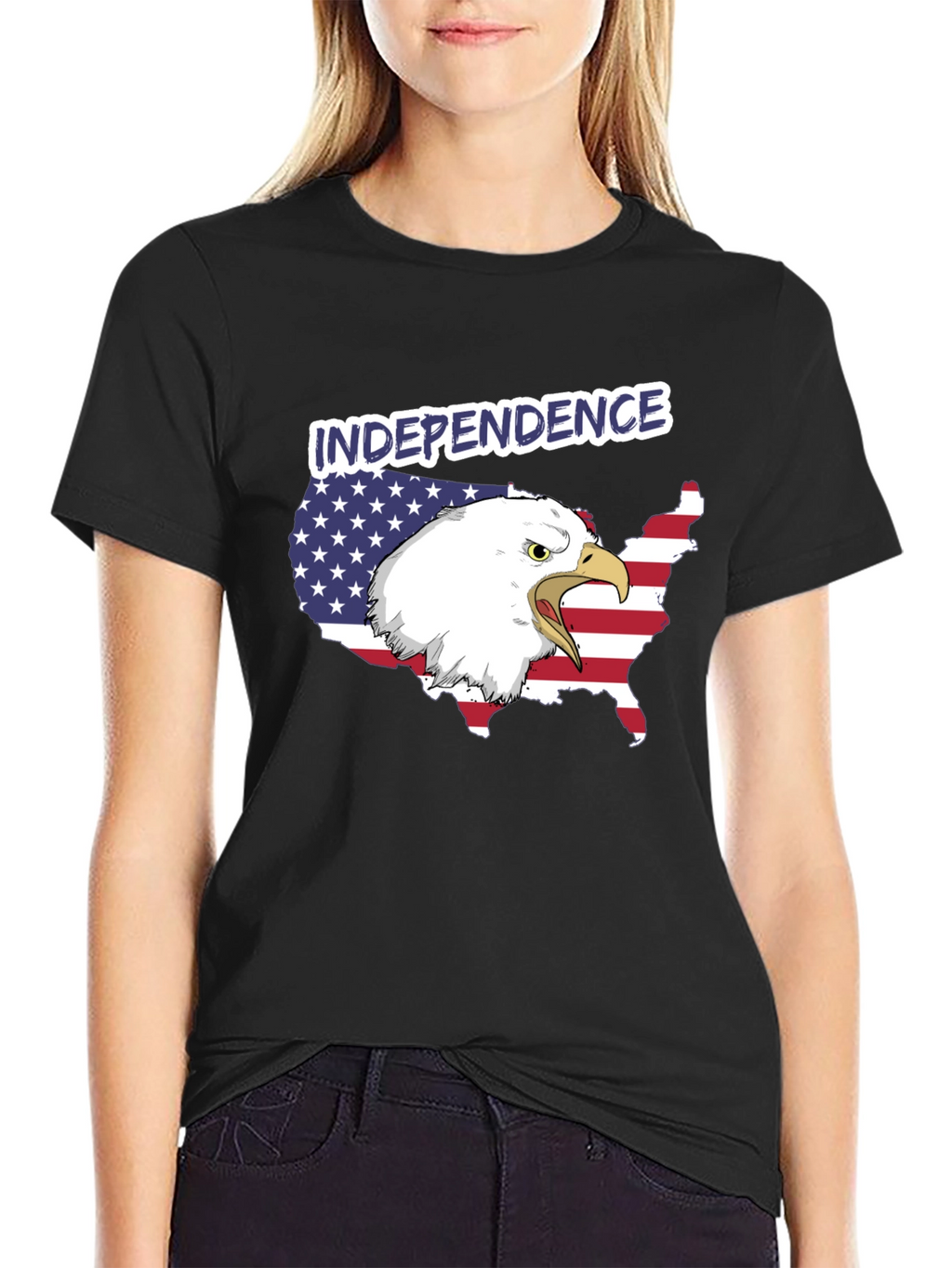 Independence Day Eagle USA Map Graphic Tee