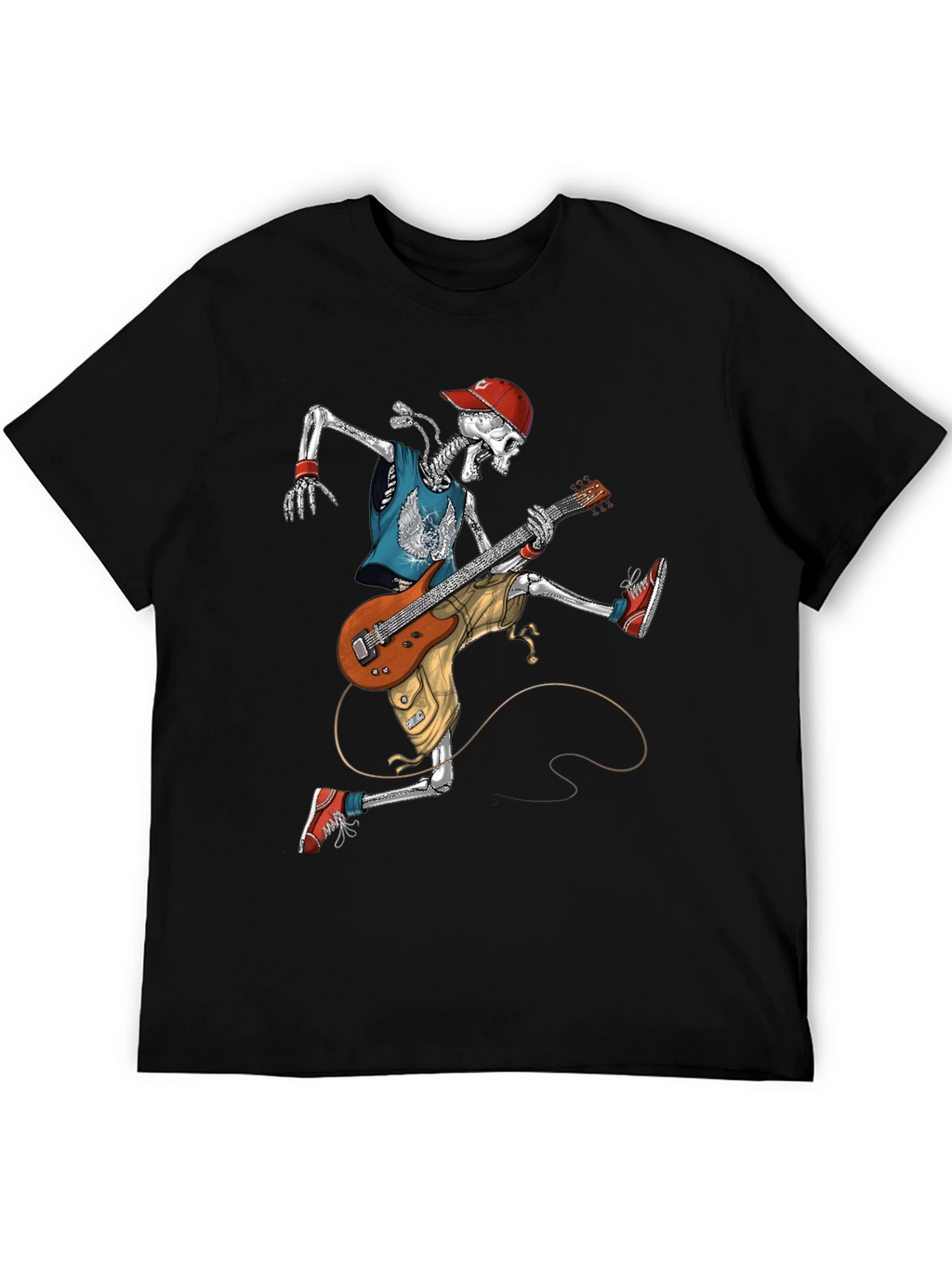 Rock On: Skeleton Guitarist Graphic T-Shirt