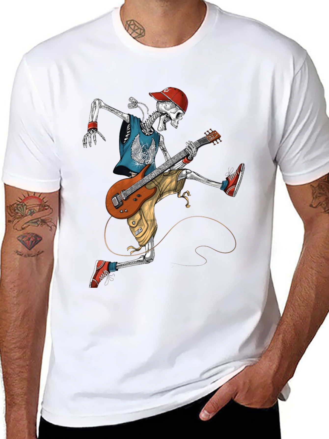 Rock On: Skeleton Guitarist Graphic T-Shirt