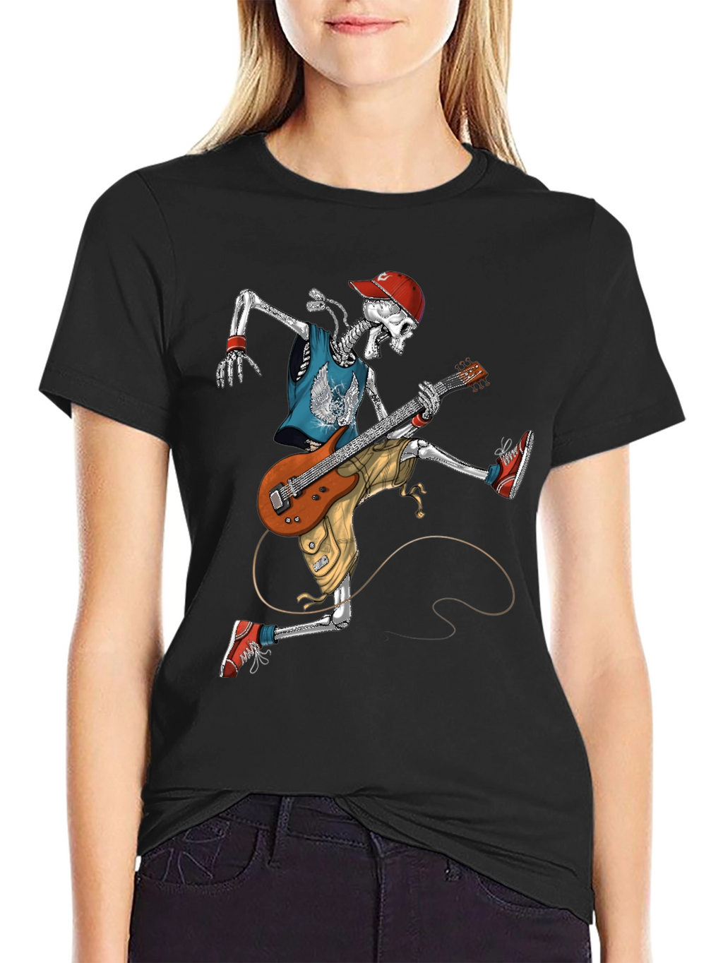 Rock On: Skeleton Guitarist Graphic T-Shirt