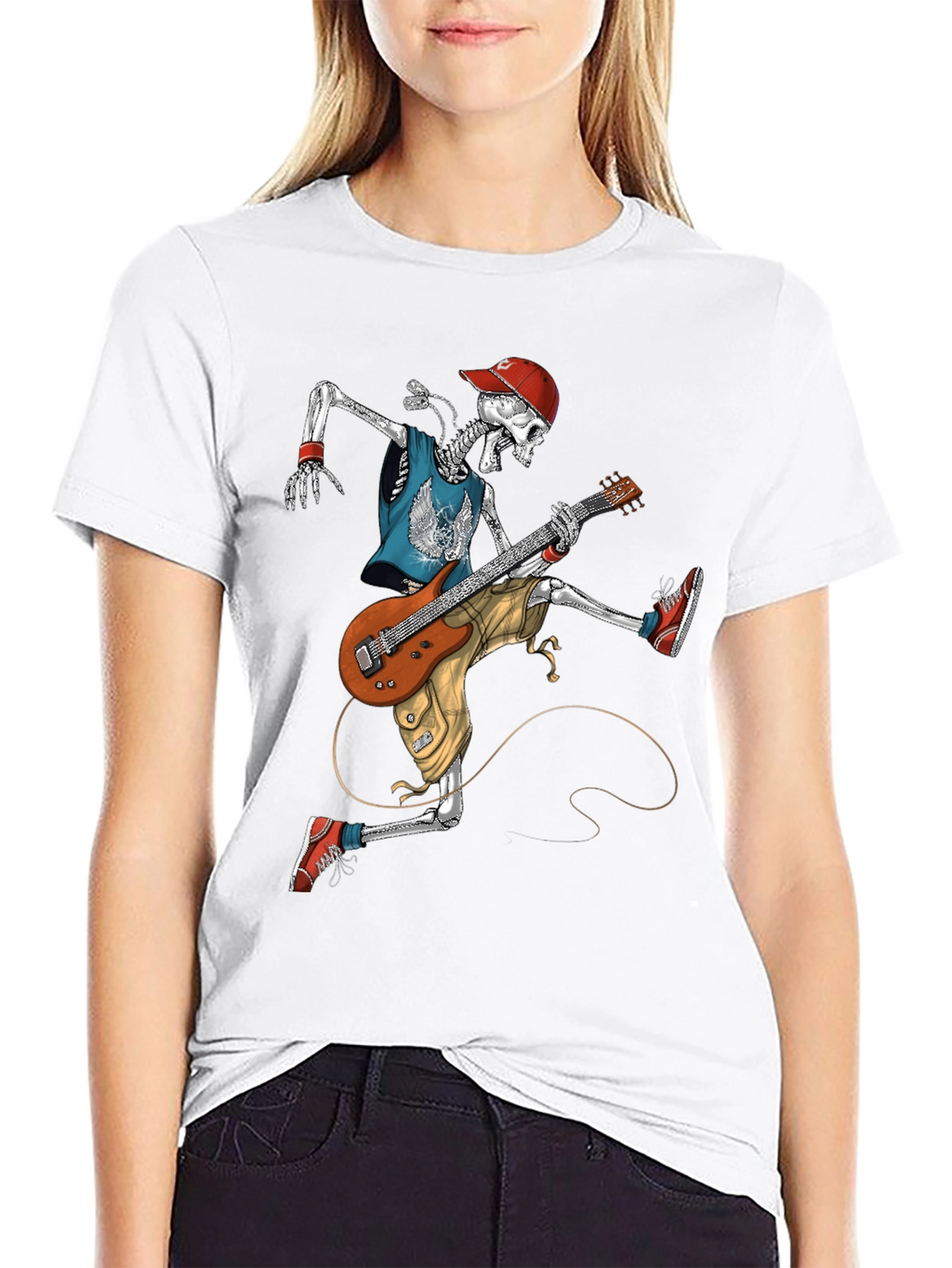 Rock On: Skeleton Guitarist Graphic T-Shirt