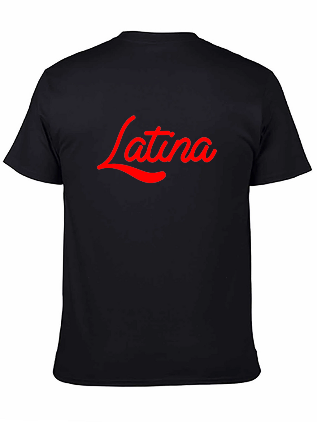 Latina Script Tee - Bold Red Design on Black