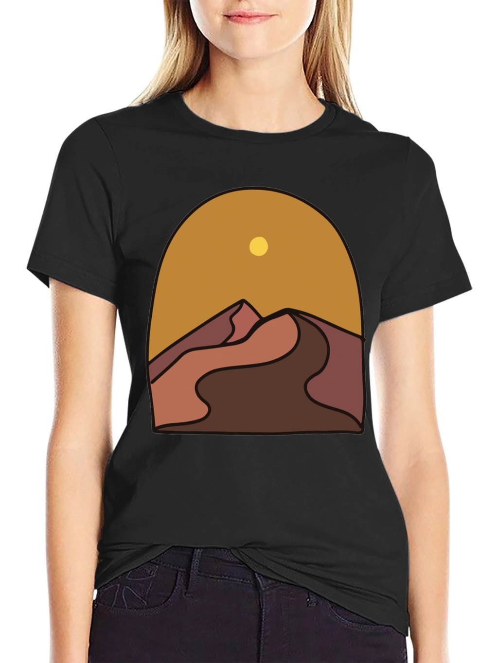 Desert Graphic Tee - Stylish Mens Black T-Shirt