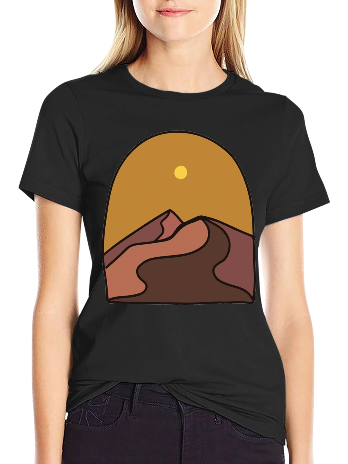 Desert Graphic Tee - Stylish Mens Black T-Shirt