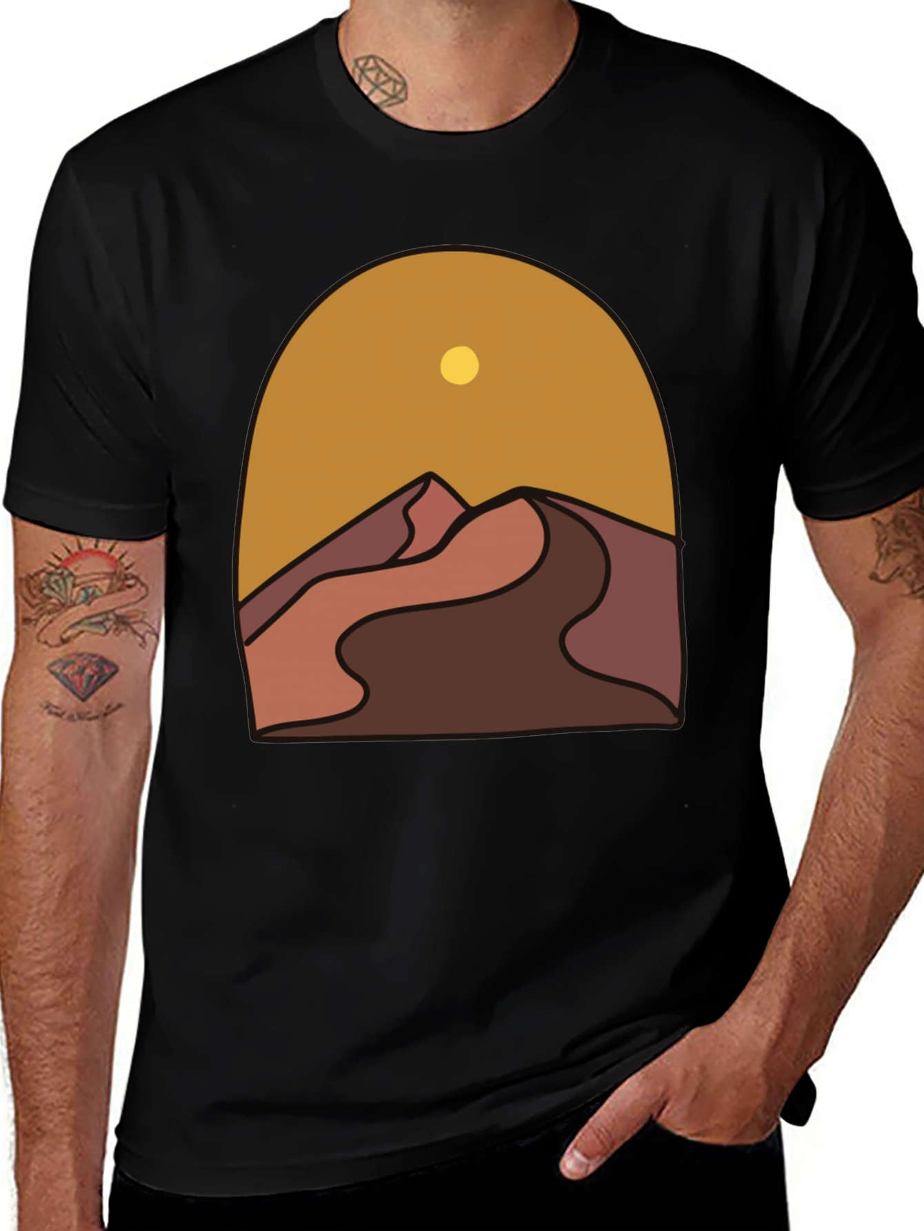Desert Graphic Tee - Stylish Mens Black T-Shirt