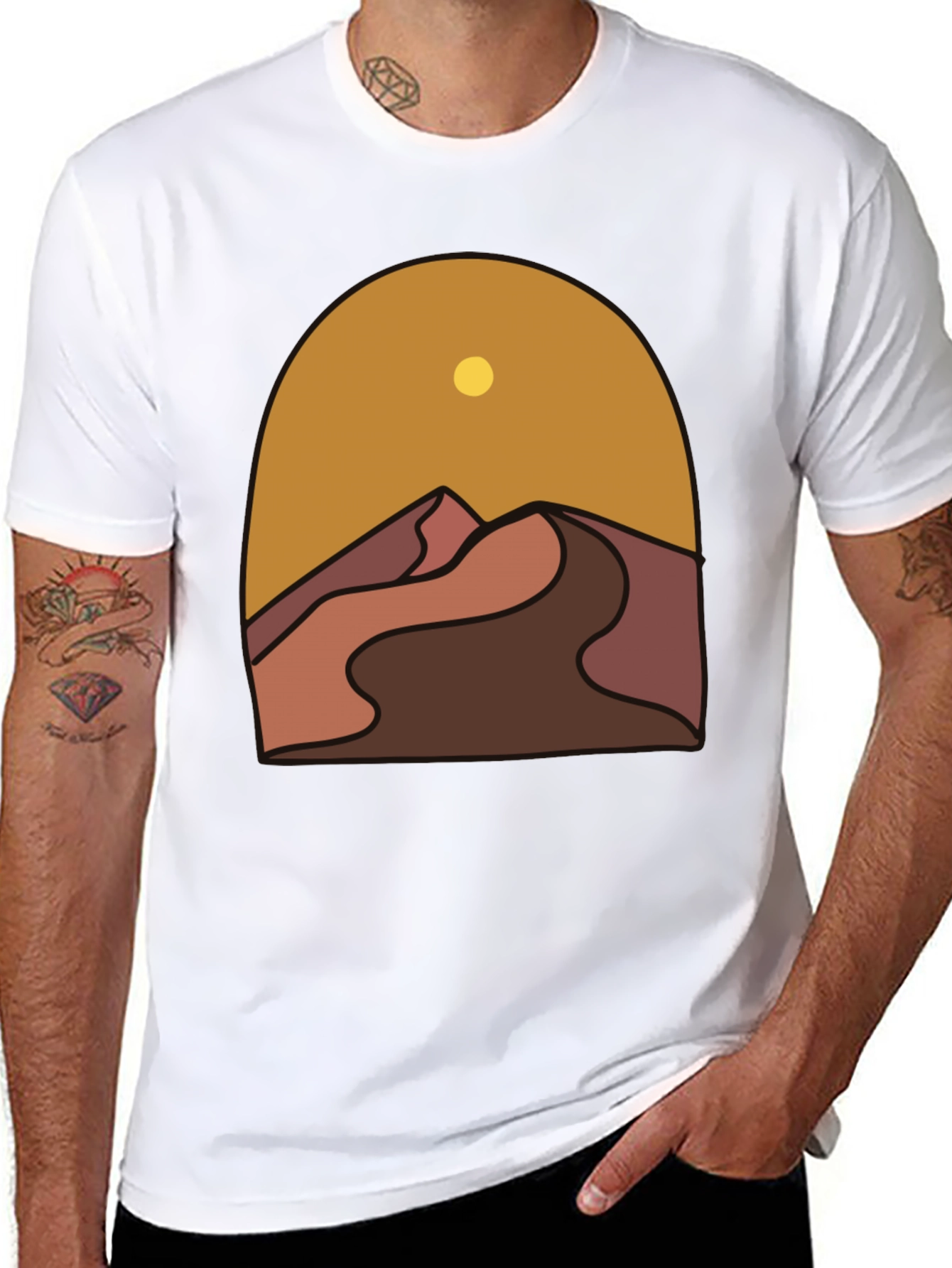 Desert Graphic Tee - Stylish Mens Black T-Shirt