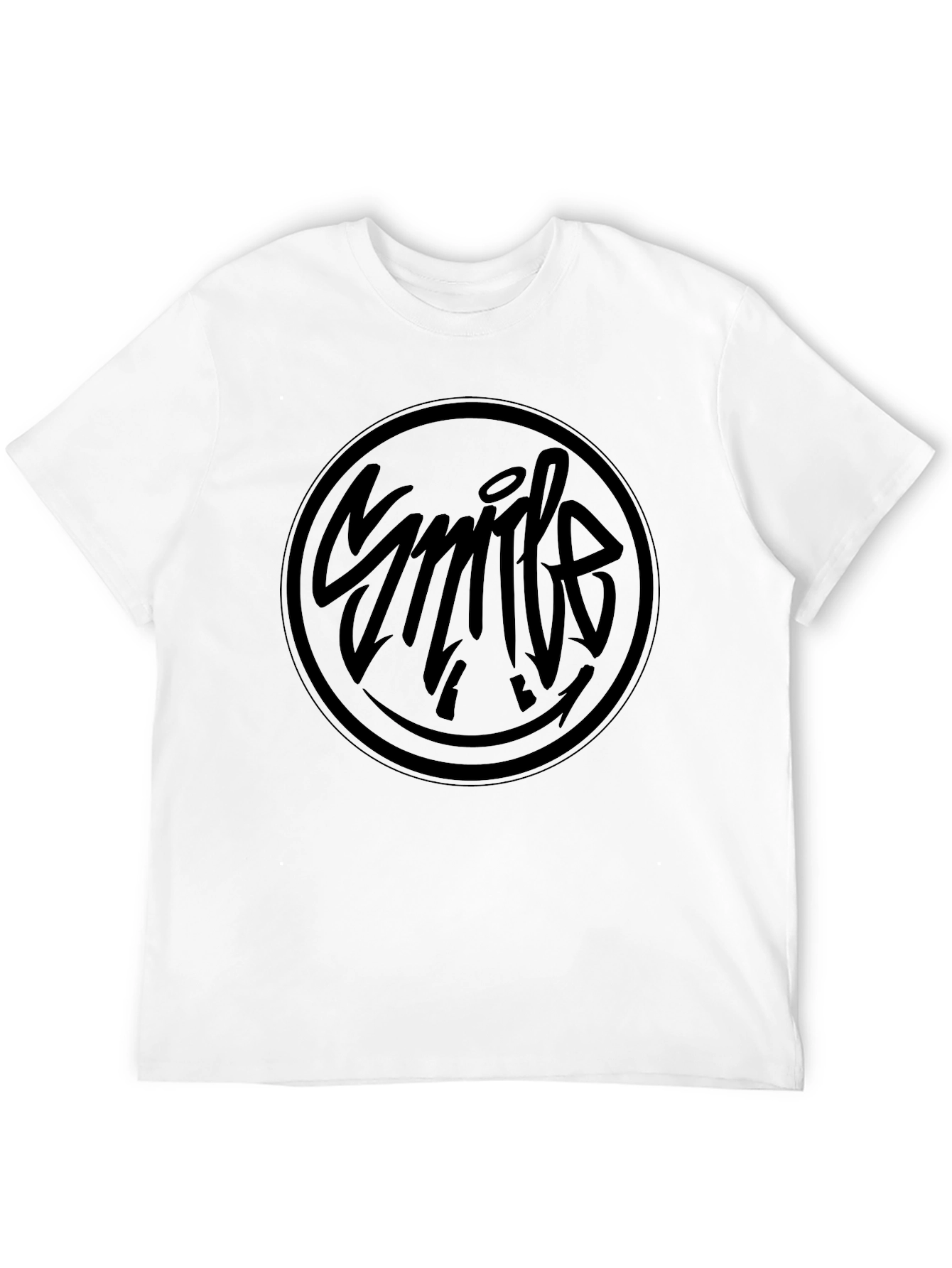 Mens Black Graphic T-Shirt - Smile Design