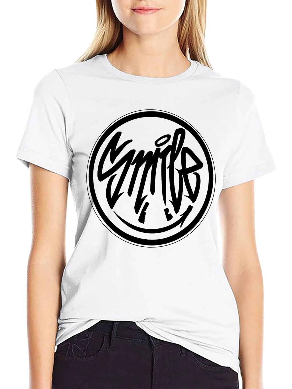 Mens Black Graphic T-Shirt - Smile Design