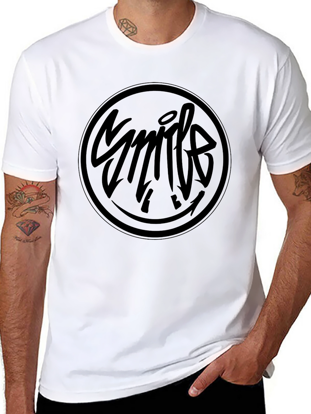 Mens Black Graphic T-Shirt - Smile Design