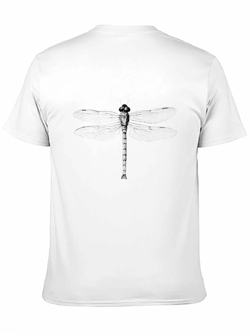 Mens Black Graphic Tee - Dragonfly Print Casual Shirt