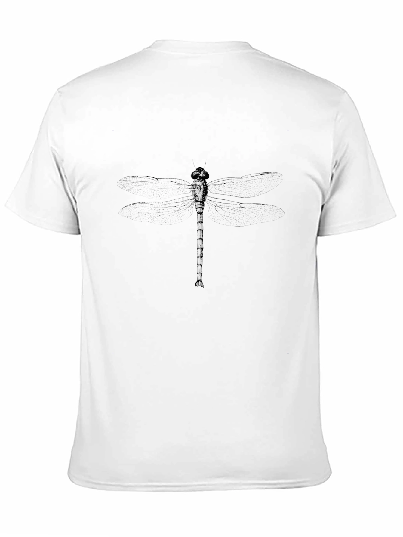 Mens Black Graphic Tee - Dragonfly Print Casual Shirt
