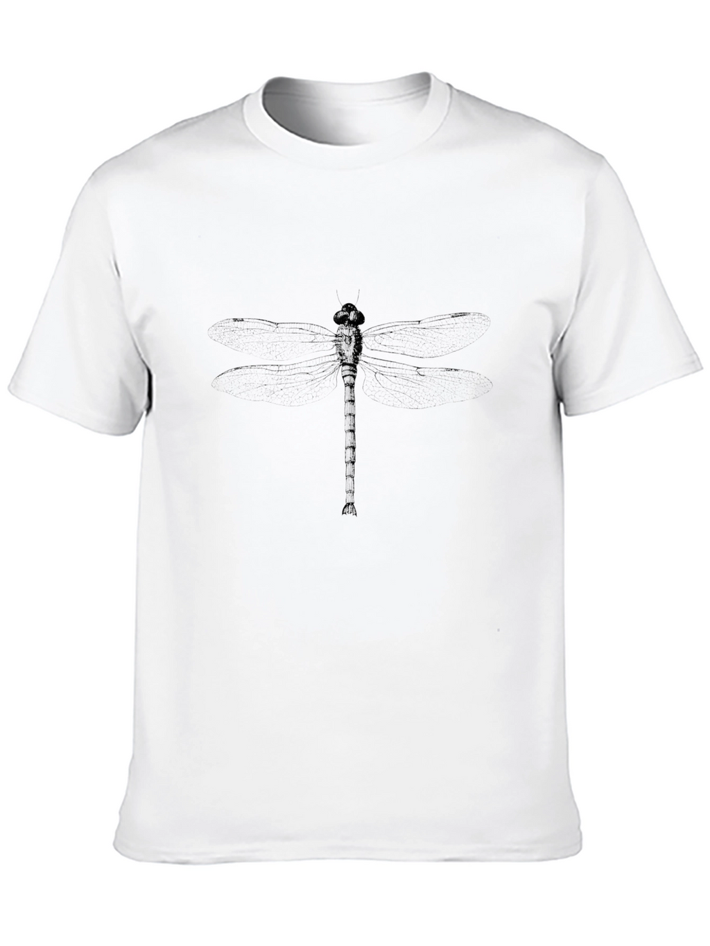 Mens Black Graphic Tee - Dragonfly Print Casual Shirt