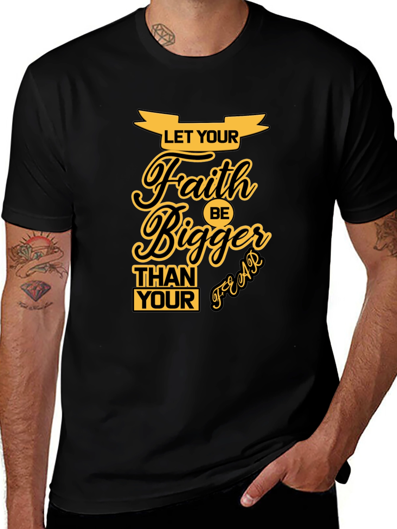 Faith Over Fear Black Graphic T-Shirt