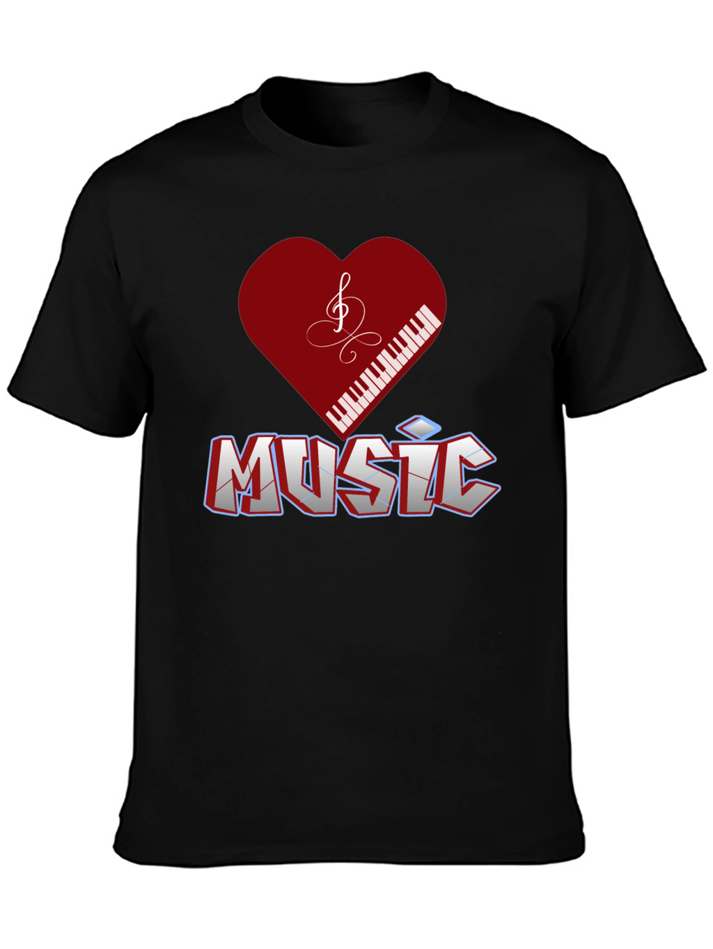 Music Lover T-Shirt - Piano Heart Design