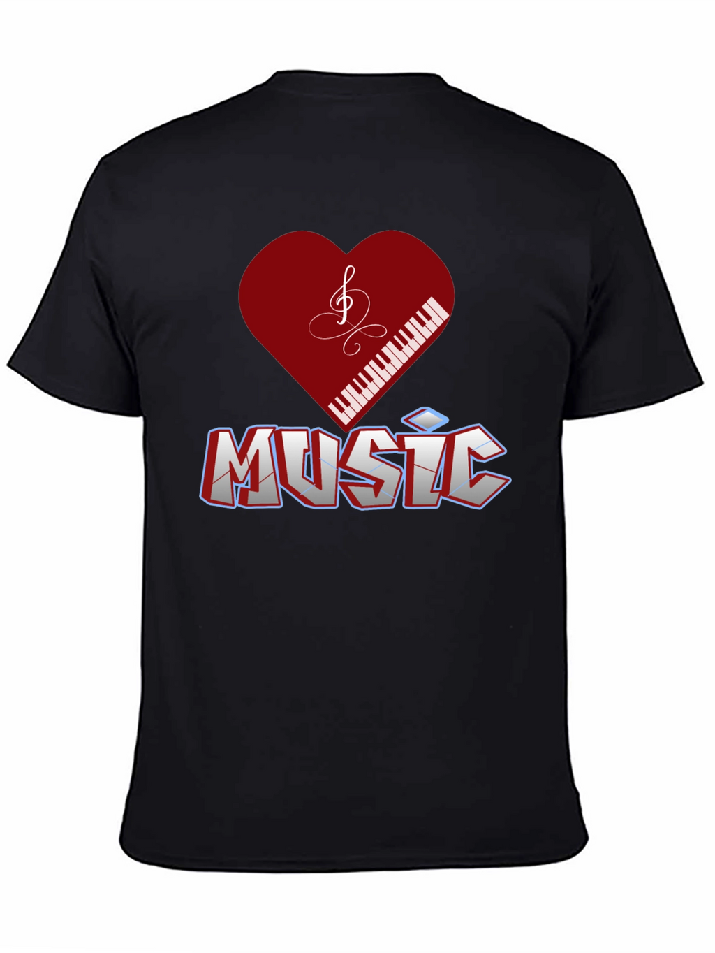 Music Lover T-Shirt - Piano Heart Design