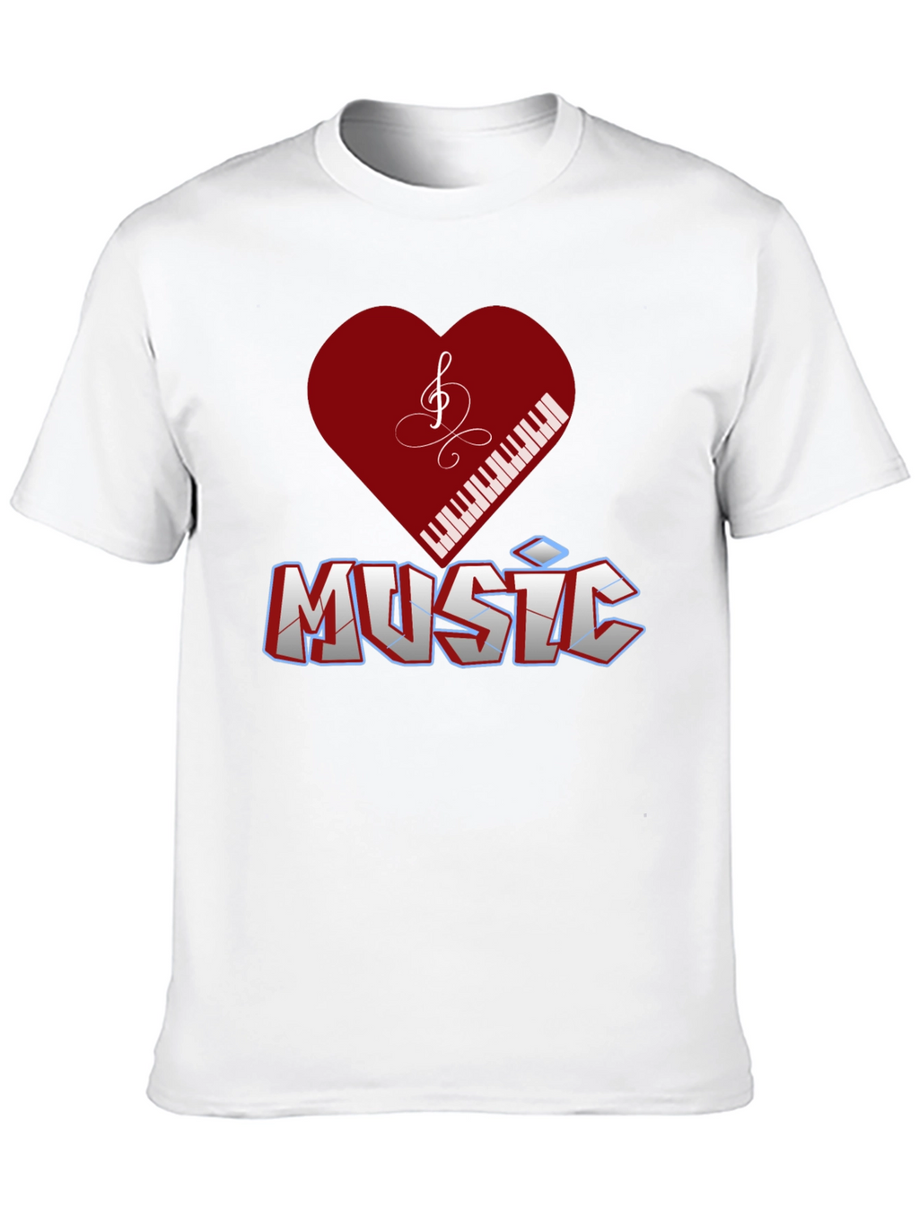 Music Lover T-Shirt - Piano Heart Design