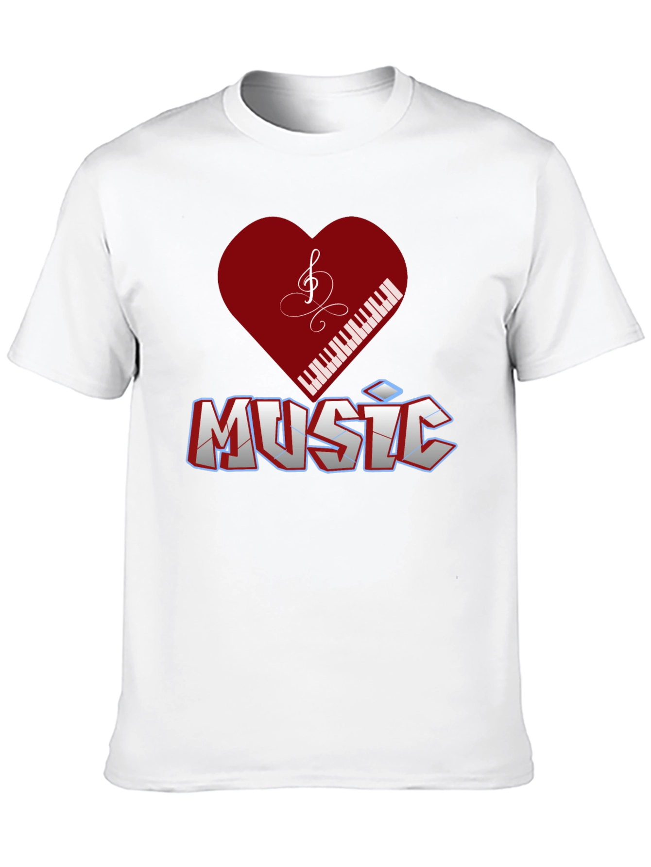 Music Lover T-Shirt - Piano Heart Design