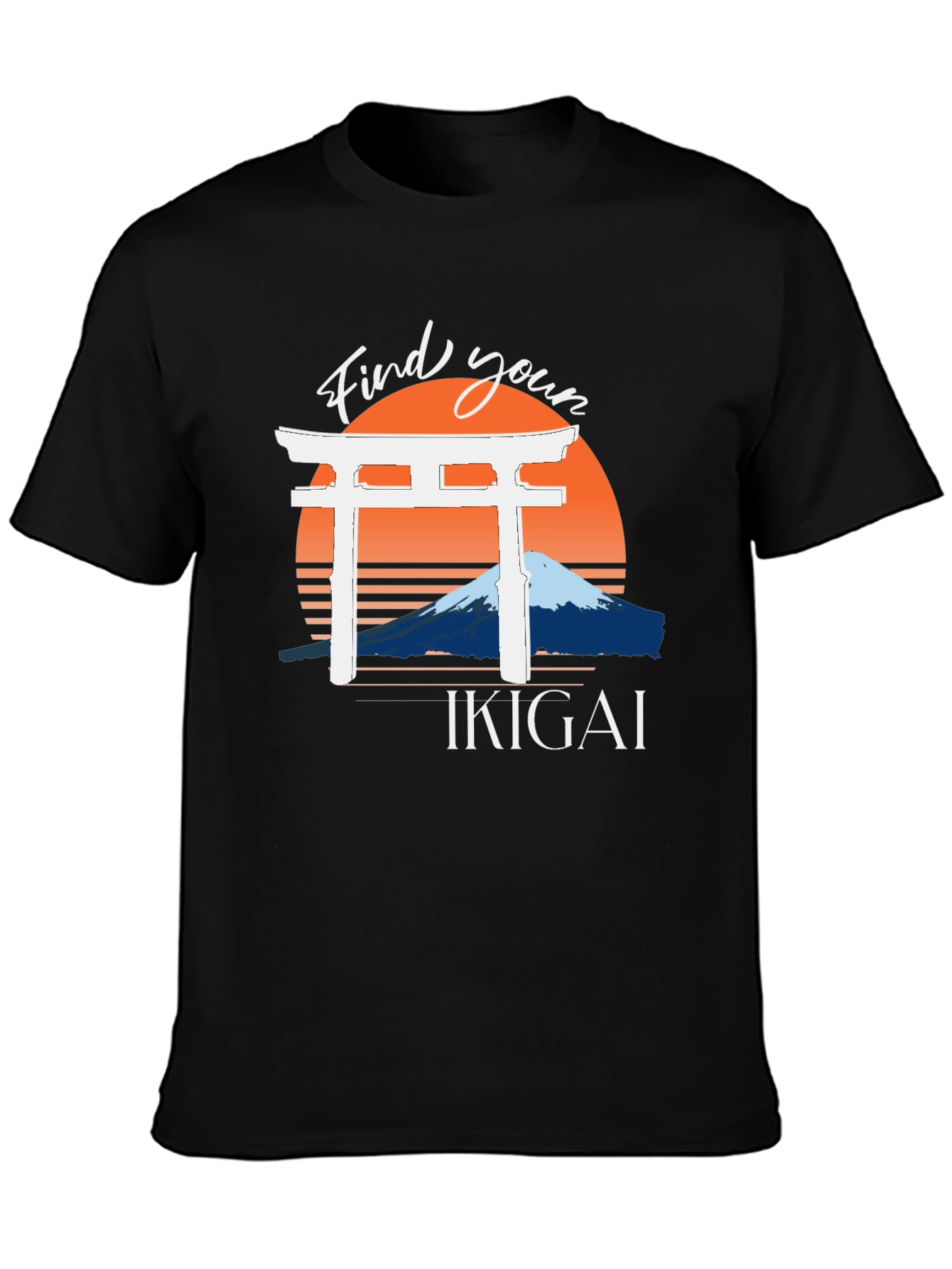 Find Your Ikigai T-Shirt - Japanese Mountain Sunset Graphic Tee