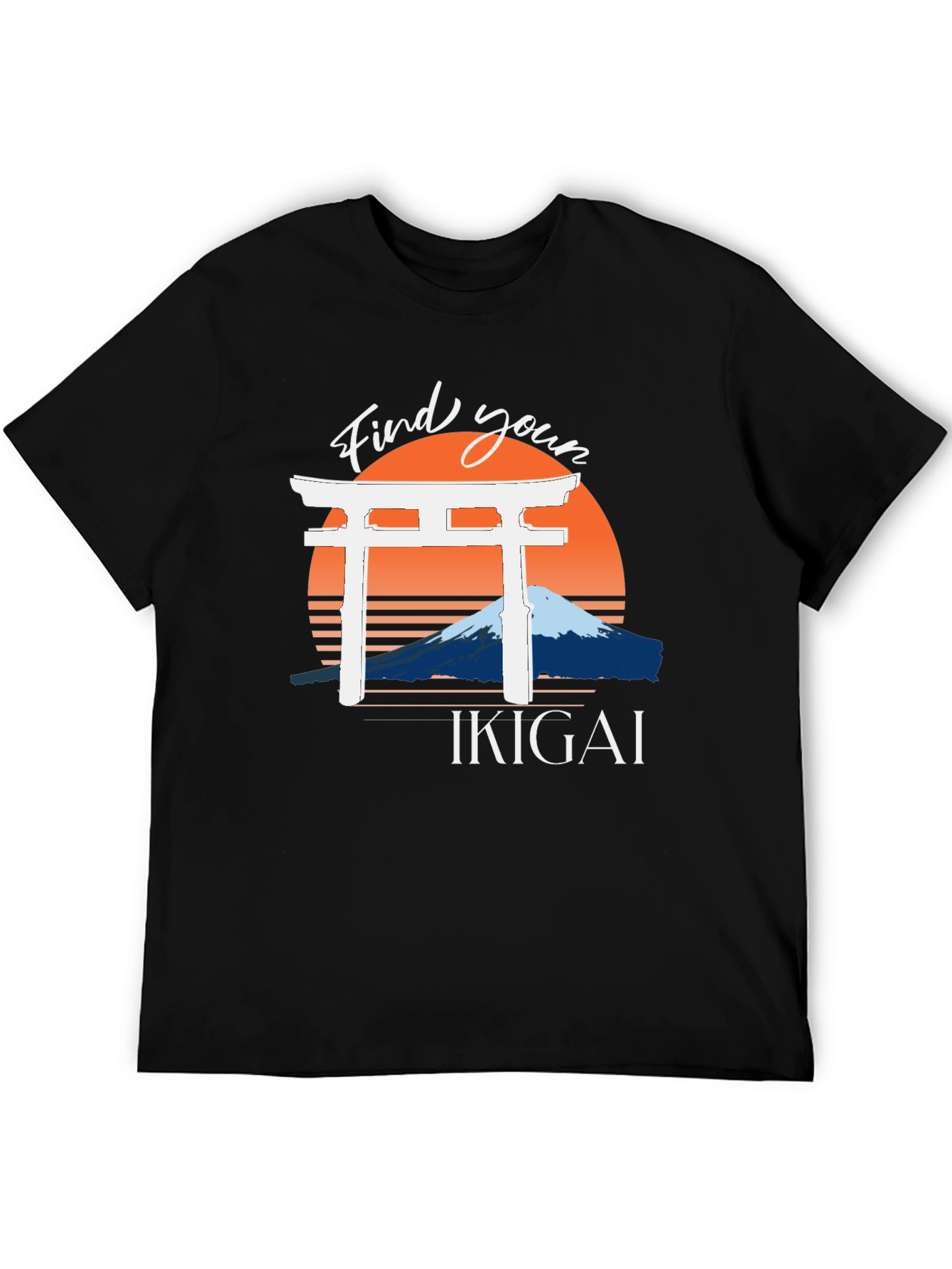 Find Your Ikigai T-Shirt - Japanese Mountain Sunset Graphic Tee