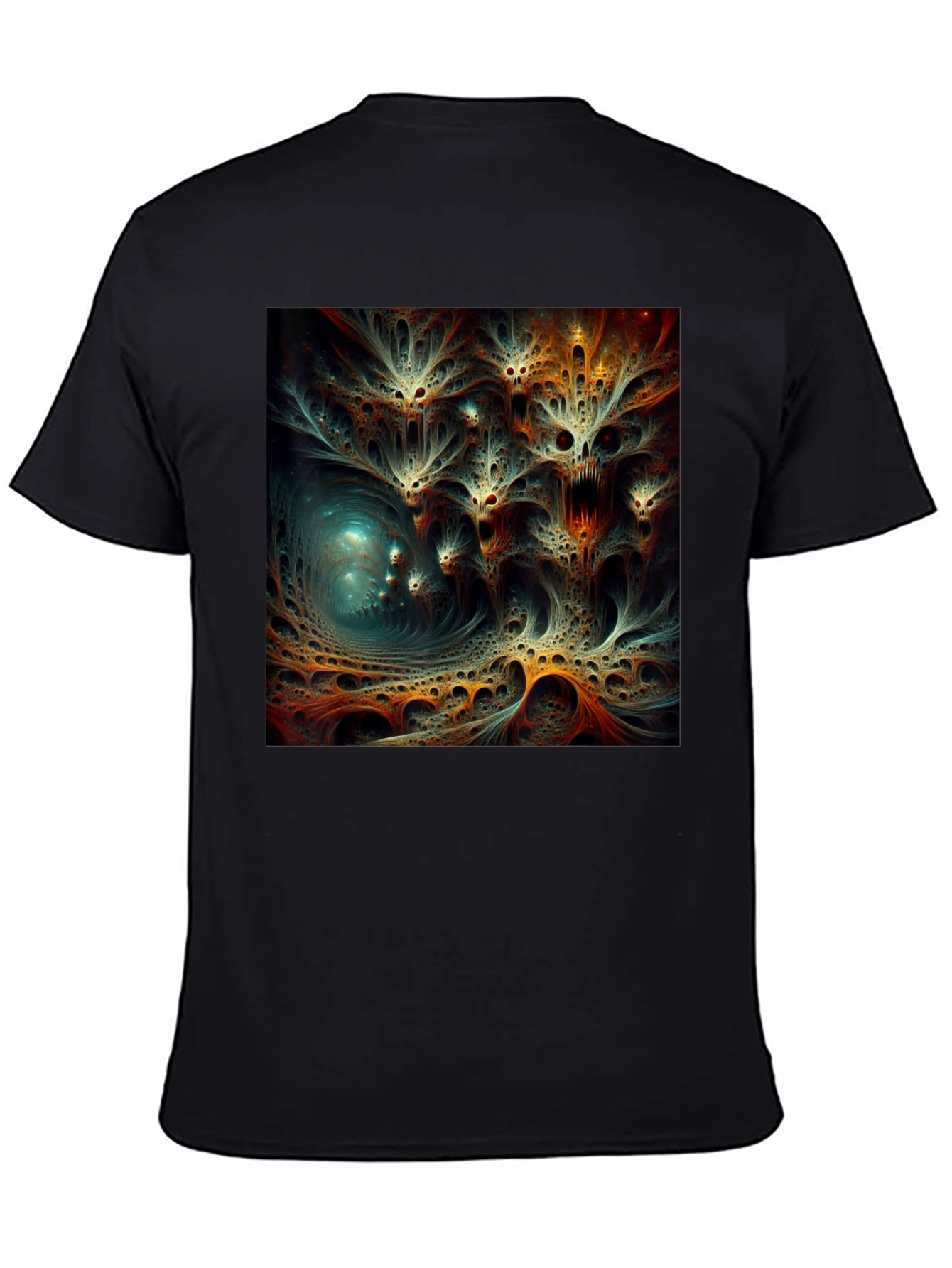 Abstract Fractal Design Black T-Shirt