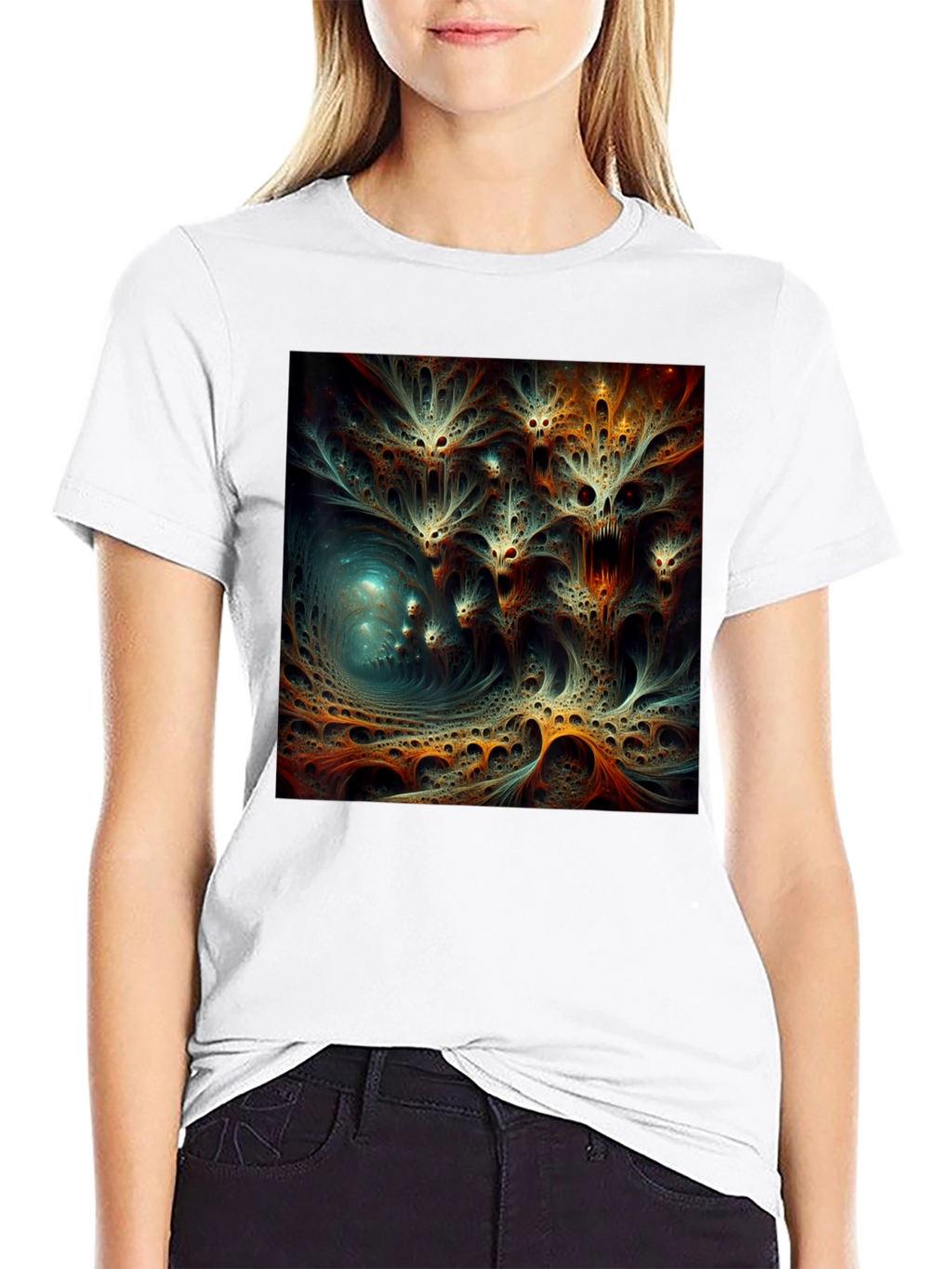 Abstract Fractal Design Black T-Shirt