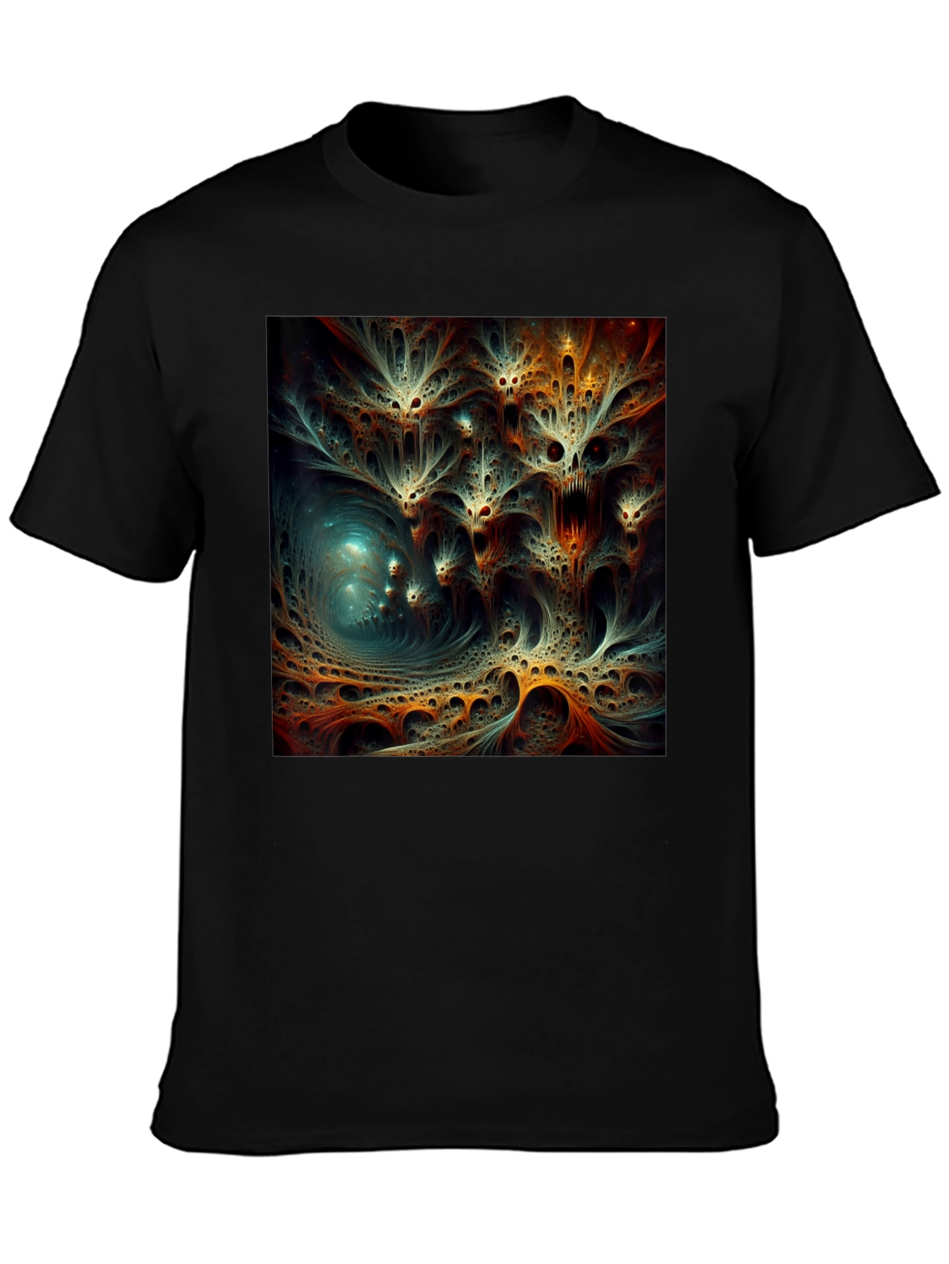 Abstract Fractal Design Black T-Shirt
