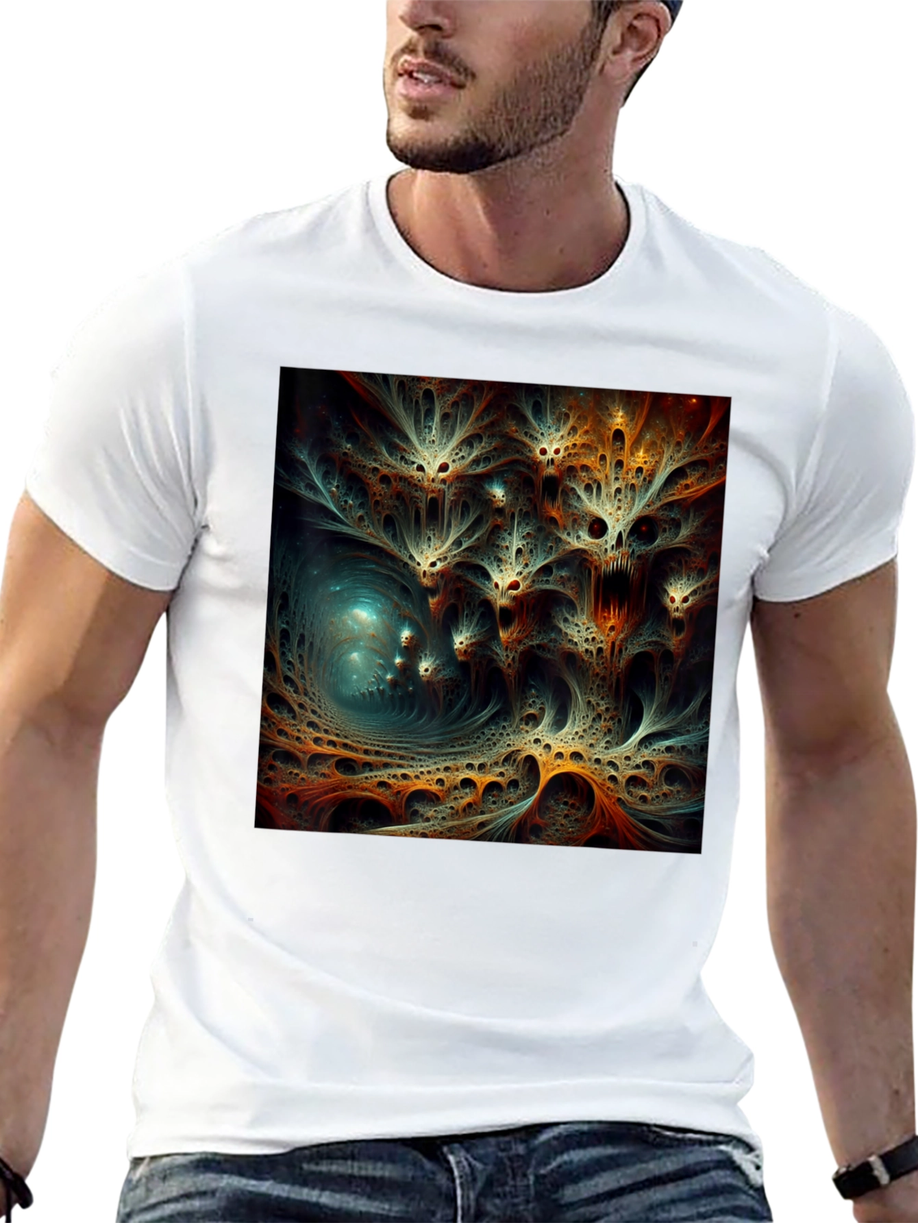 Abstract Fractal Design Black T-Shirt