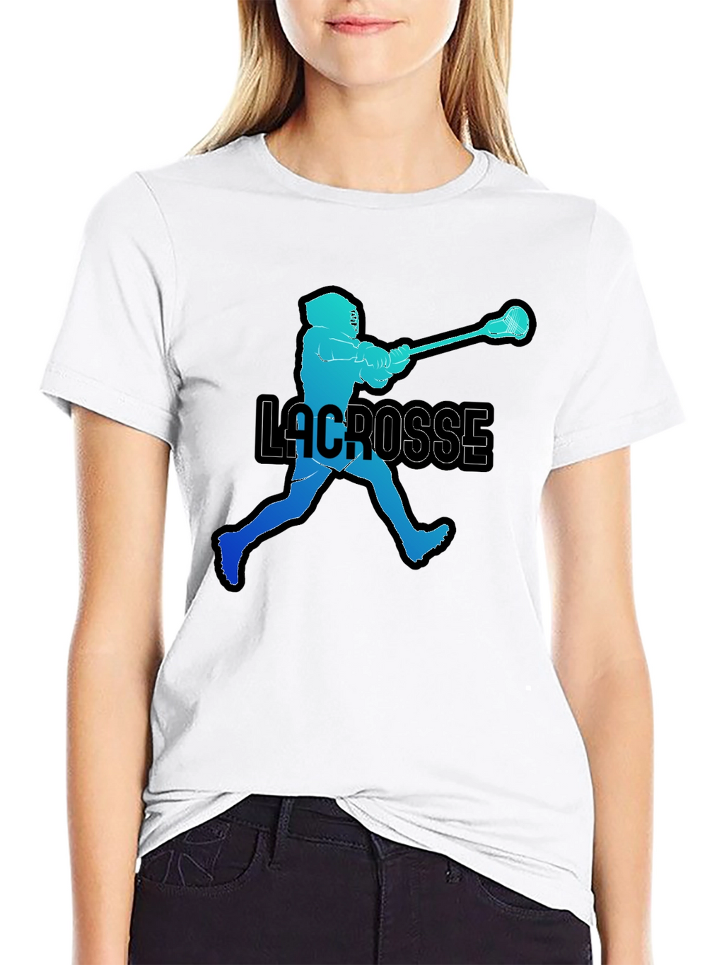 Lacrosse Player Silhouette Graphic T-Shirt